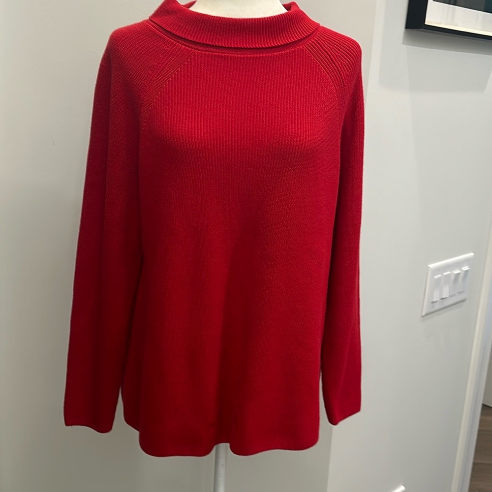Talbots Long sleeve red cowl sweater. Size L